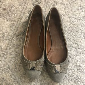 Ferragamo Flats with Bow Gray Suede